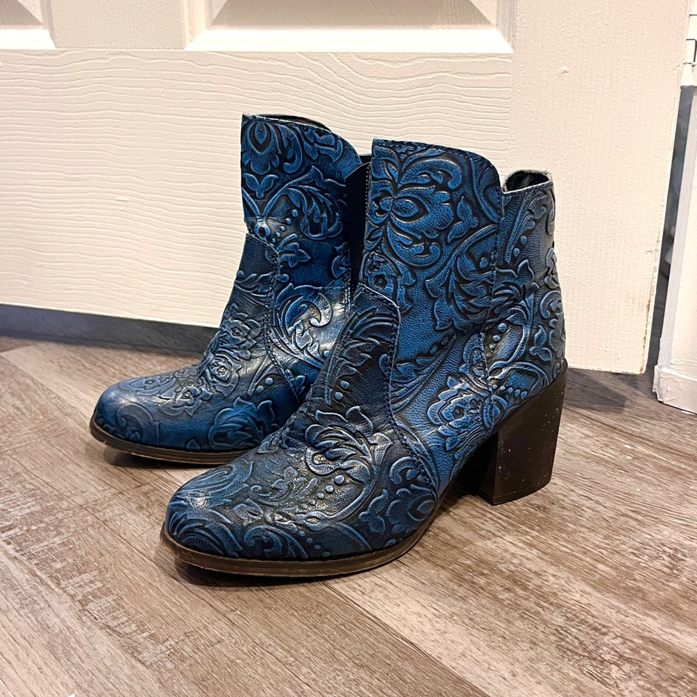 Sterling River Bootie santa fe blue ankle cowboy